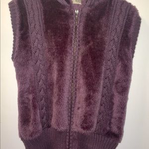 Purple fuzzy hooded vest